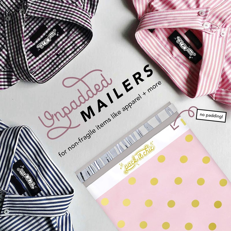 Pack It Chic - 10X13 (100 Pack) Pink Polka Dot - Thank You Poly Mailer Envelope Plastic Custom Mailing & Shipping Bags - Self Seal - Image 4